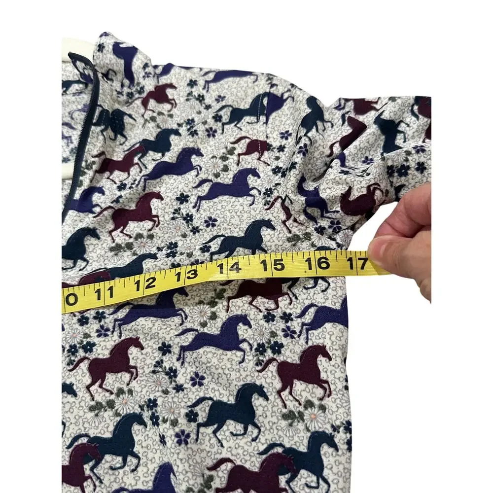 Kerrits Equestrian Horse Print Quarter Zip Performance Base Layer Top Large EUC